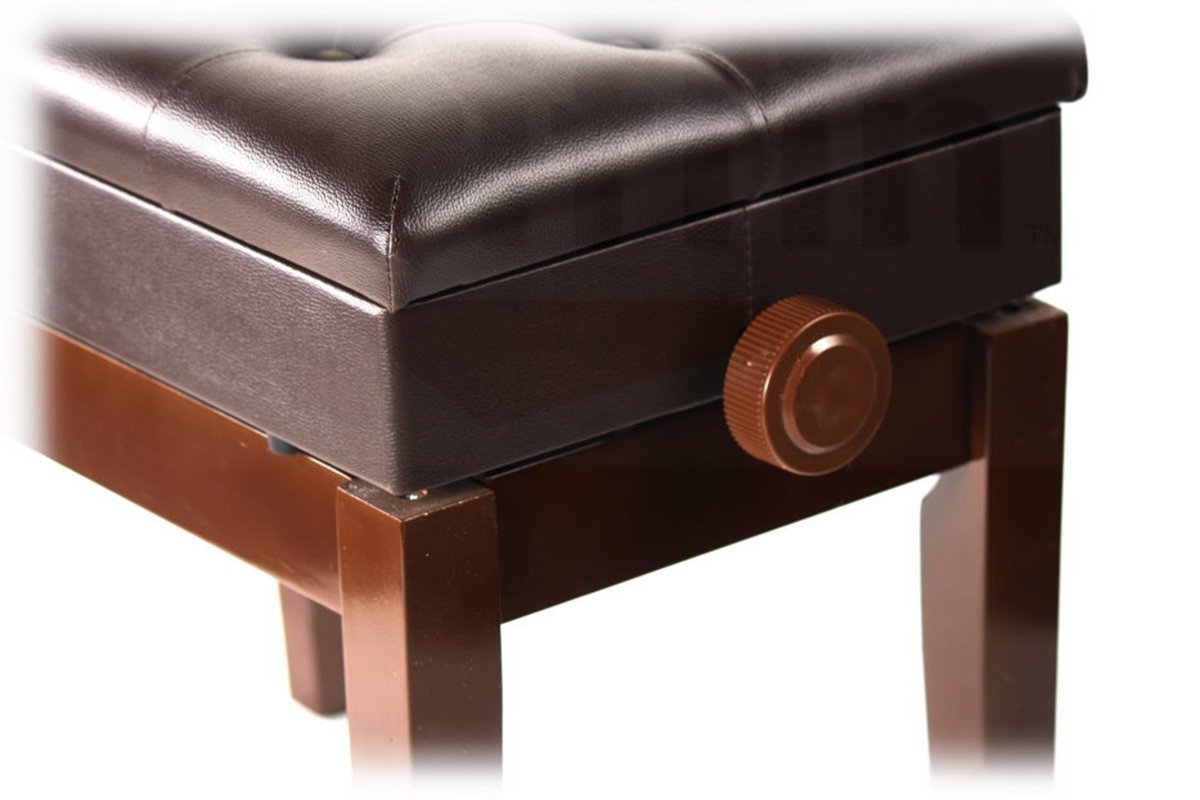Adjustable Piano Brown Leather Bench By Griffin Vintage Stylish