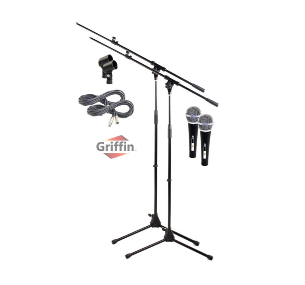 Microphone Boom Stand with XLR Mic Cable, Cardioid Dynamic Microphone