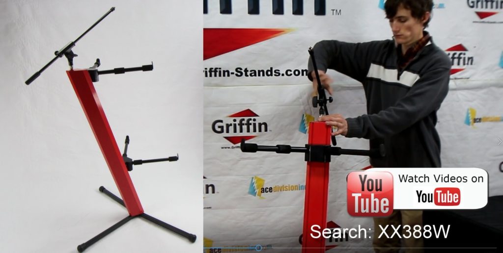 2Tier Column Keyboard Stand with Mic Boom Arm by Griffin Double